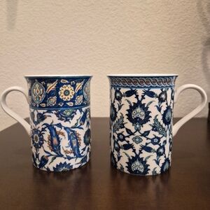 Blue Floral Porcelain Mug - Elegant Home Dining Cup